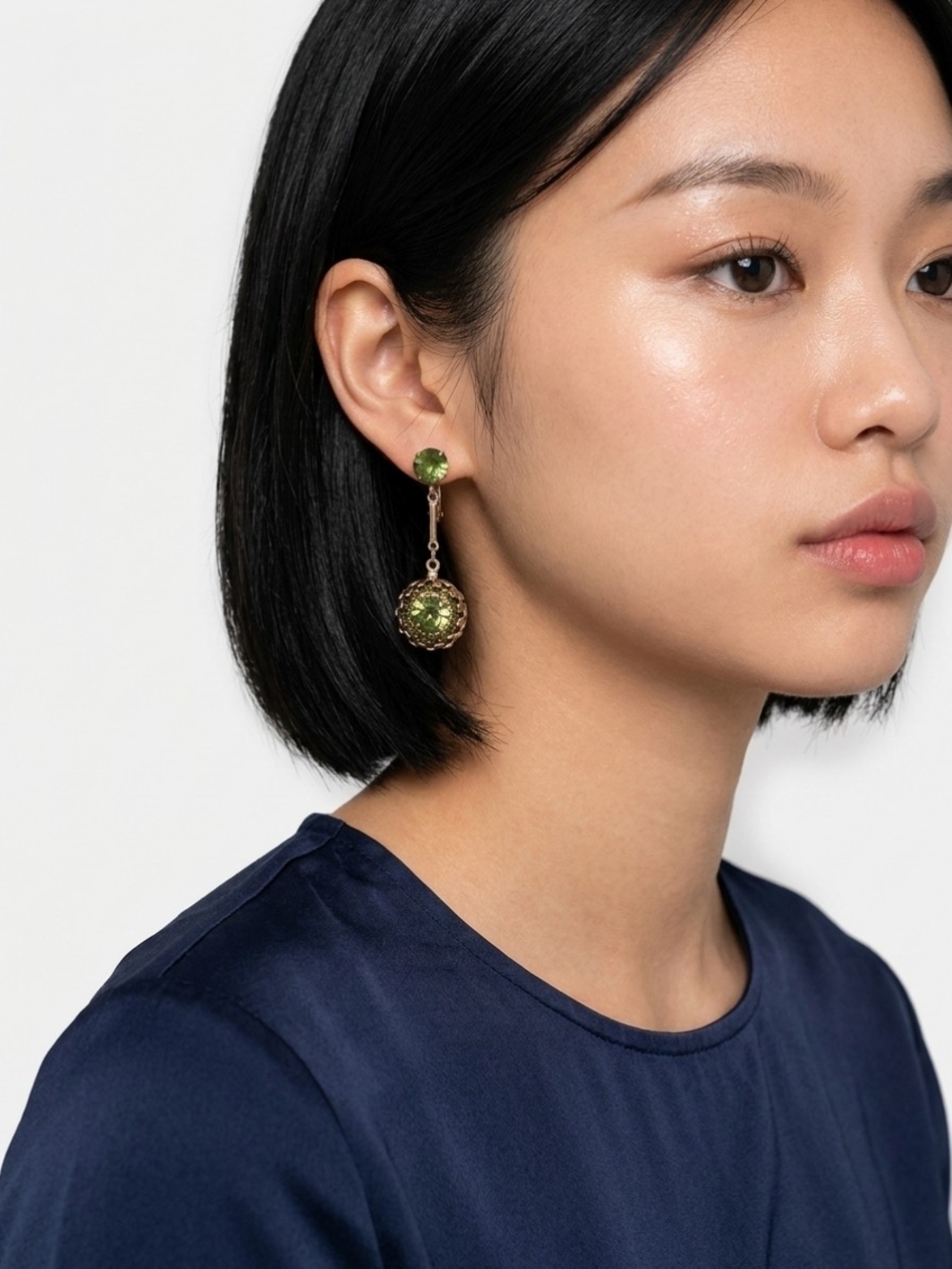 Vintage Green Crystal Drop Earrings